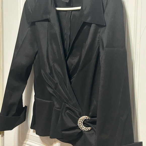 Cachet Tops - Cachet Black Blouse with Crystal Accent